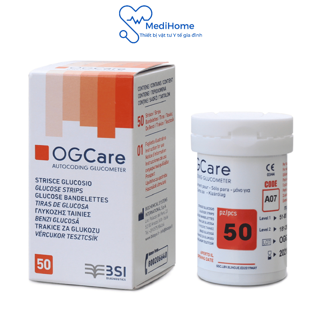 Que thử đường huyết tại nhà OGCare Hộp 25 và 50 que - MediHome