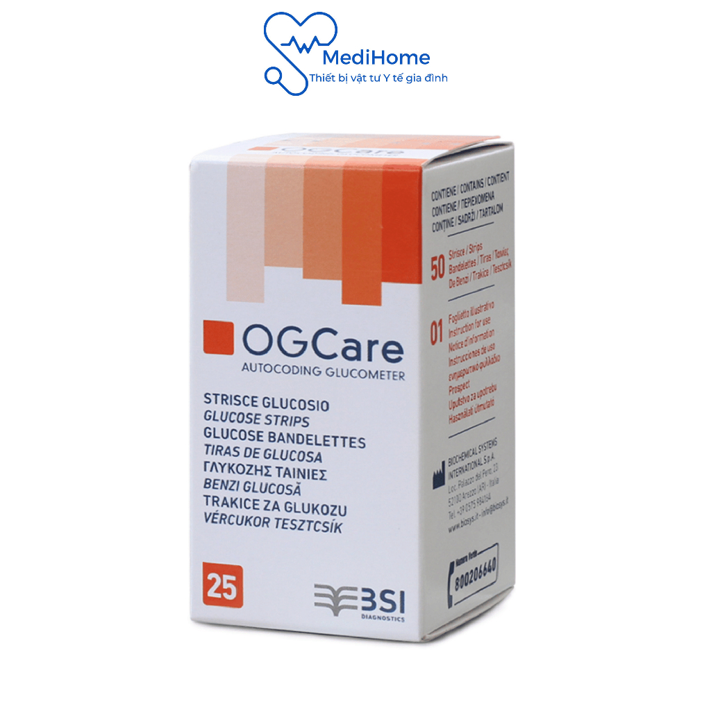 Que thử đường huyết tại nhà OGCare Hộp 25 và 50 que - MediHome
