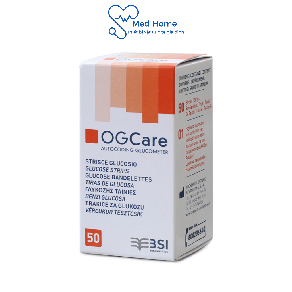 Que thử đường huyết tại nhà OGCare Hộp 25 và 50 que - MediHome