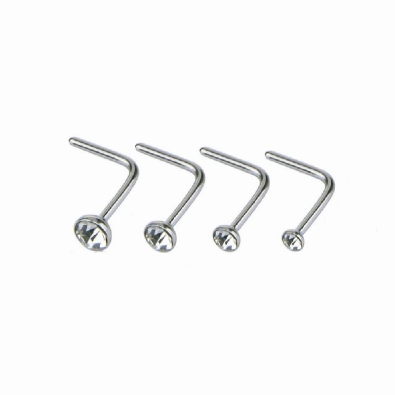 Khuyên mũi đính đá - SALE - Khuyên mũi chân L - Khuyên Thép Y Tế - Khuyên xỏ mũi - Khuyên mũi nhiều size