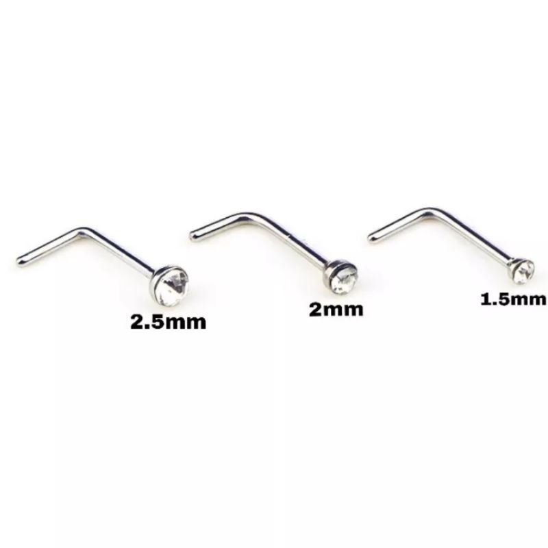 Khuyên mũi đính đá - SALE - Khuyên mũi chân L - Khuyên Thép Y Tế - Khuyên xỏ mũi - Khuyên mũi nhiều size