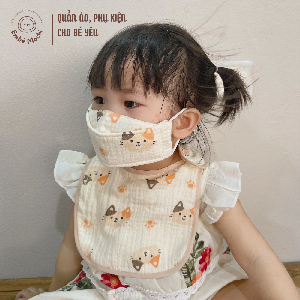 Khẩu trang vải xô muslin organic 3 lớp kháng khuẩn cho bé