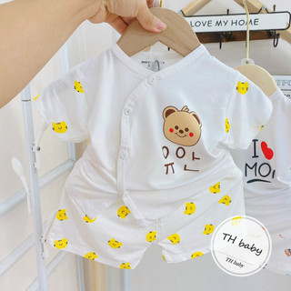 bộ ngắn hoa văn cúc lệch minky mon