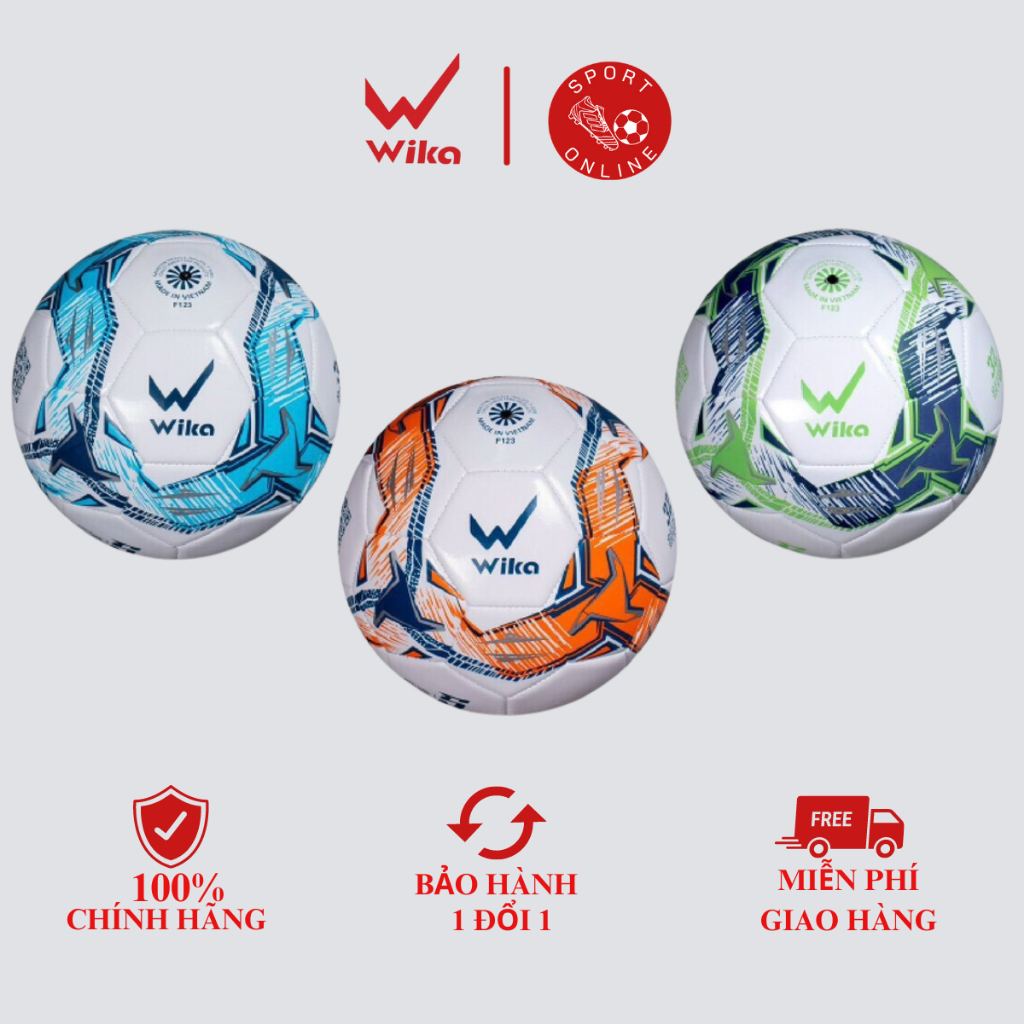 Quả bóng đá Wika F123 size 5 tiêu chuẩn thi đấu, tặng lưới và kim bơm,