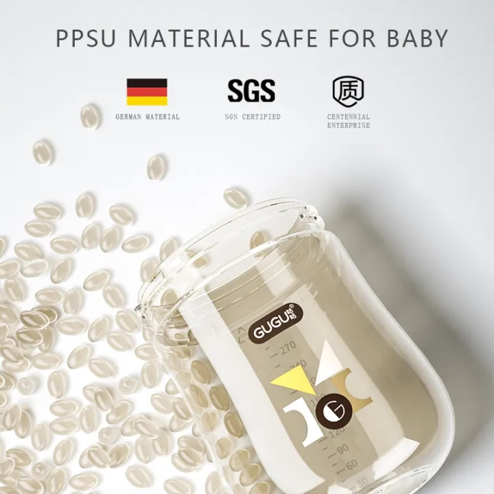 GUGU PPSU Bình Uống Nước Kèm Ống Hút Cho Bé 6-36 Tháng bình nước trẻ em,320ml
