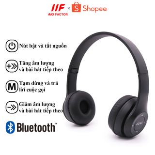 MAX FACTORY Tai nghe Bluetooth tai nghe không dây có thể gập lại over-ear tai nghe khử tiếng ồn thời lượng pin dài