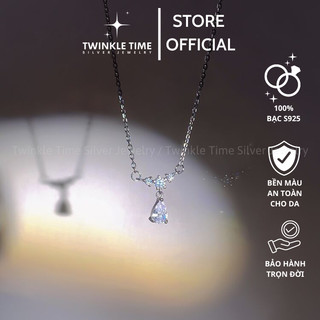 Dây chuyền bạc nữ Twinkle Time hình giọt nước lấp lánh phong cách đáng yêu chất liệu bạc S925 TT047