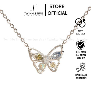 Dây chuyền bạc nữ Twinkle Time, vòng cổ cánh hồ điệp đính đá ngũ sắc xinh xắn TT044