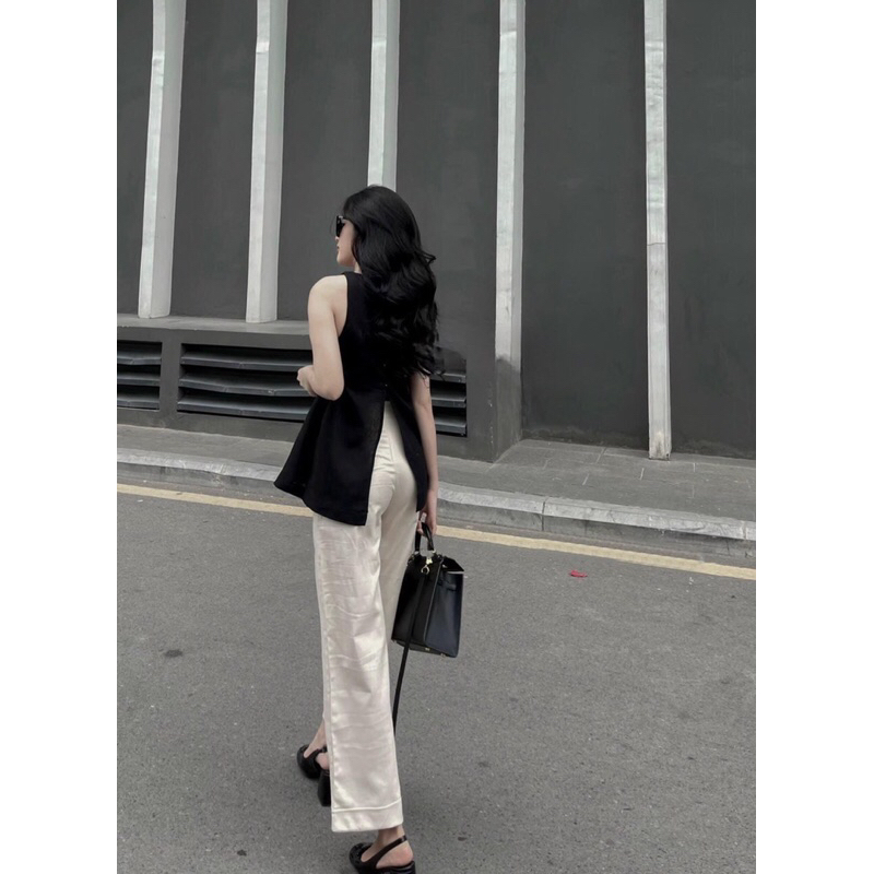 Set áo sẻ lưng có cúc + quần suông