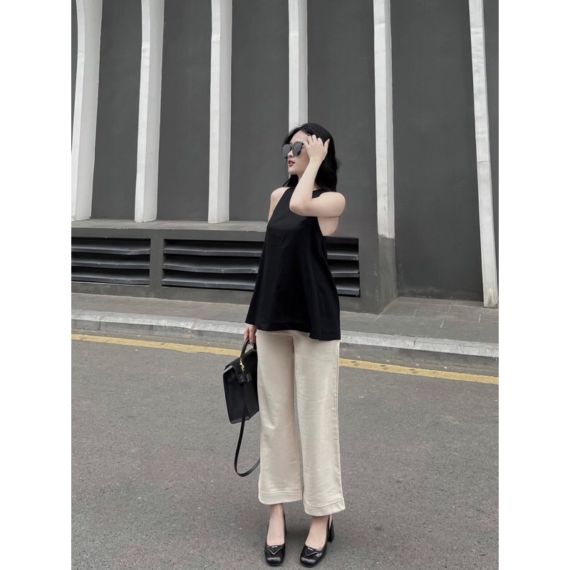 Set áo sẻ lưng có cúc + quần suông