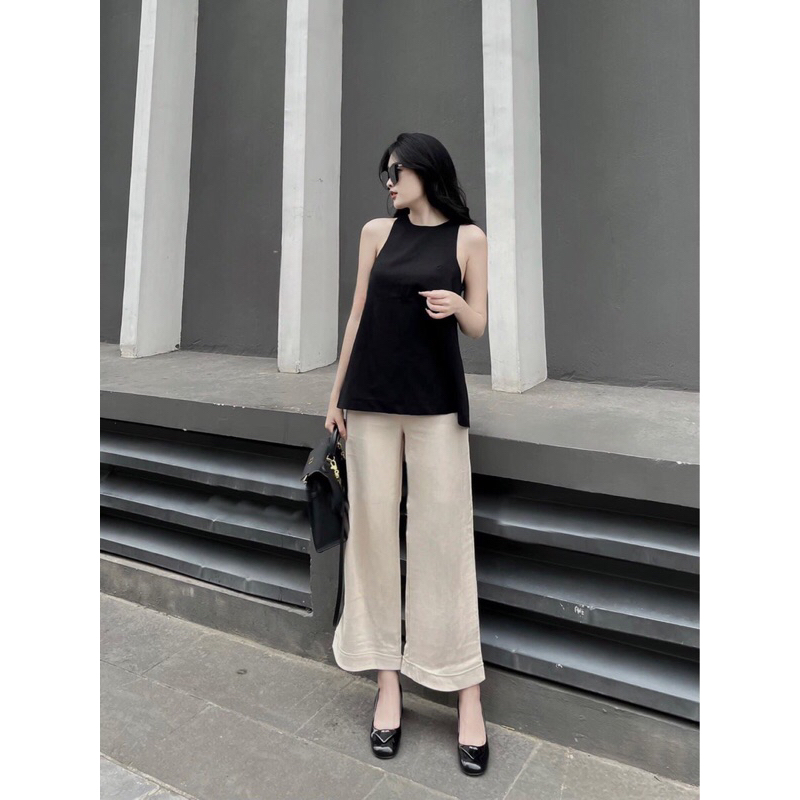 Set áo sẻ lưng có cúc + quần suông