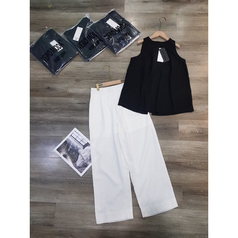 Set áo sẻ lưng có cúc + quần suông