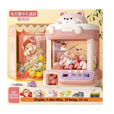 (phụ kiện cao cấp) Đồ chơi gắp gấu cỡ lớn, Máy gắp thú bông có đèn nhạc vui nhộn cho bé- Đồ chơi đầy nhà