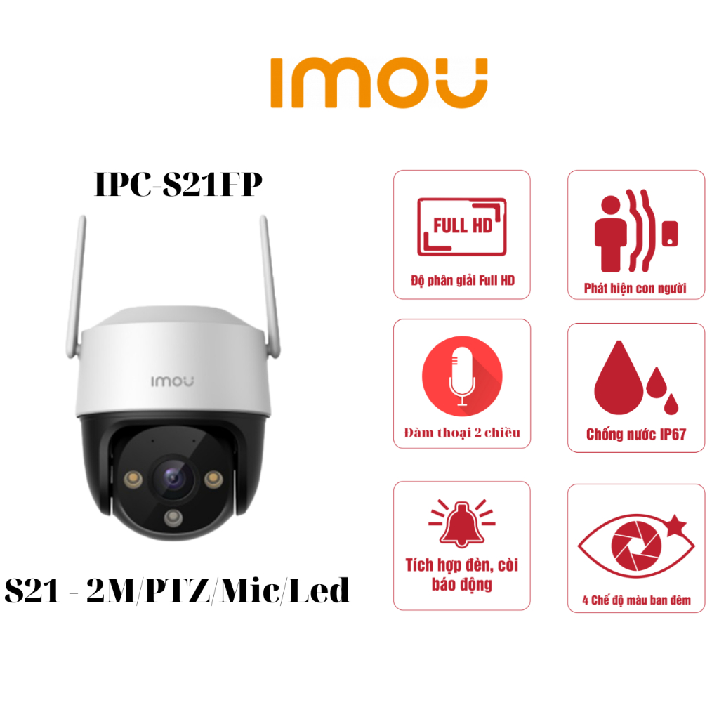 Camera ngoài trời IMOU | ITVPlus | đàm thoại 2 chiều | chống nước IP67 | quan sát ngày và đêm 24/24 | S21 | S41| F26FEP