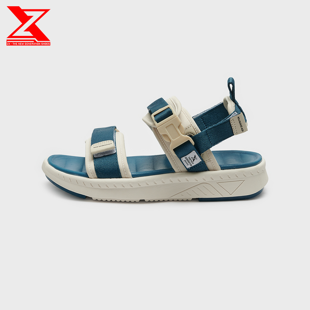 Giày Sandal Unisex ZX 2714 quai ngang Streetstyle màu Coffee Cream, Green Cream