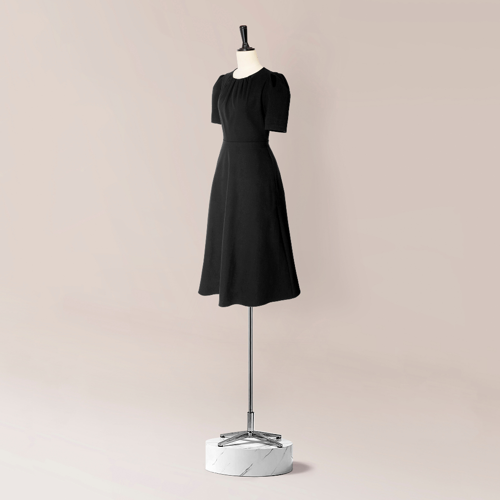 Đầm Katosa Tay Bồng 1 Màu Đen, Chất Vải Tây Cao Cấp Co Dãn Tốt Ít Nhăn Mặc Thoải Mái