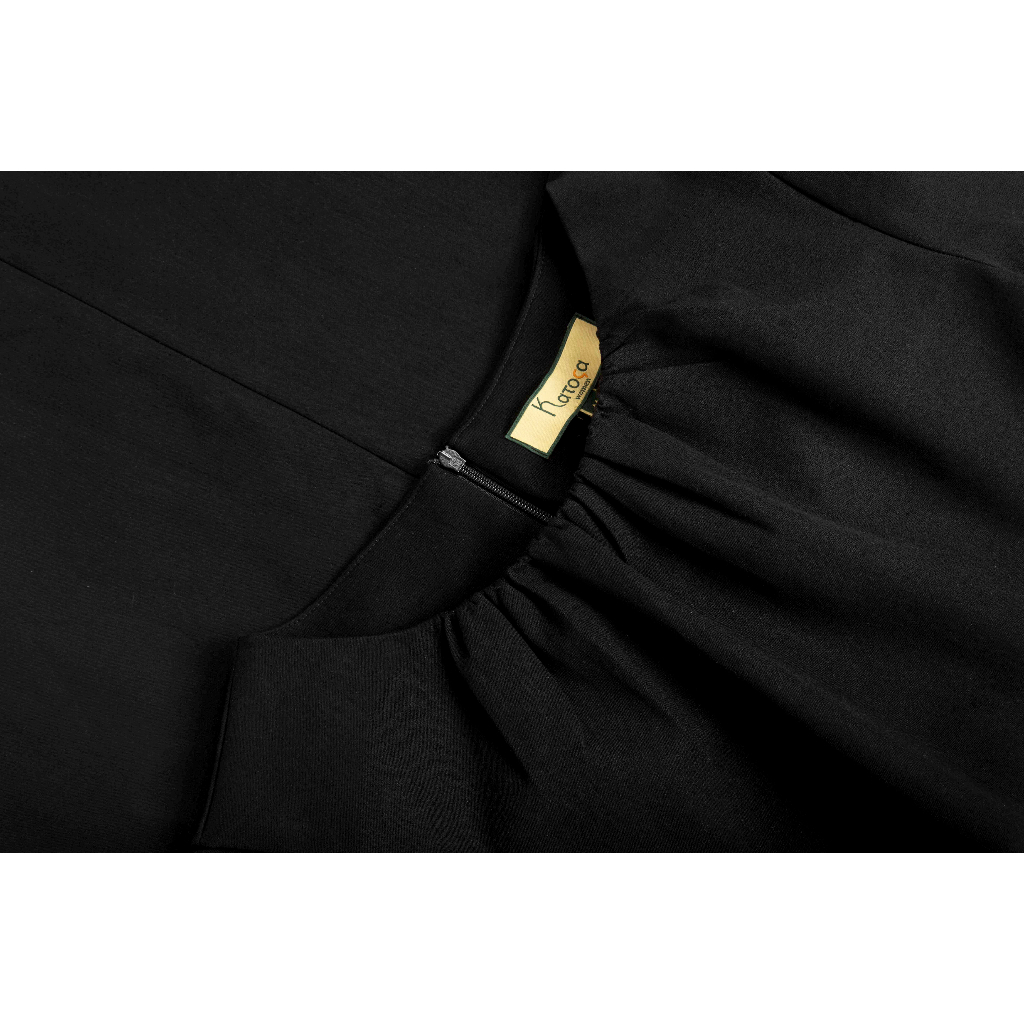 Đầm Katosa Tay Bồng 1 Màu Đen, Chất Vải Tây Cao Cấp Co Dãn Tốt Ít Nhăn Mặc Thoải Mái