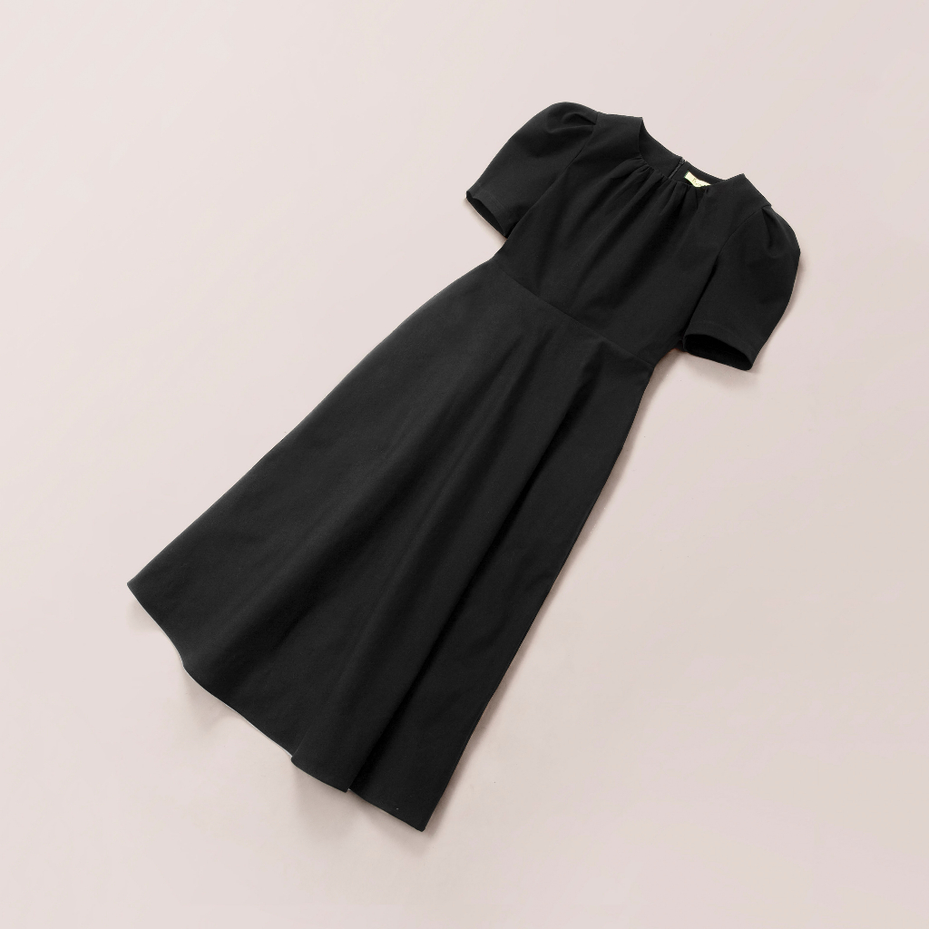 Đầm Katosa Tay Bồng 1 Màu Đen, Chất Vải Tây Cao Cấp Co Dãn Tốt Ít Nhăn Mặc Thoải Mái