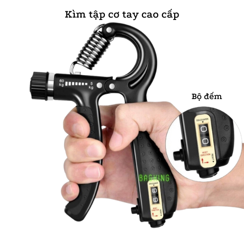 Kìm Bóp Tay chữ R Có Số Đếm Điều Chỉnh Lực 5 - 60kg Tập Gym Tại Nhà