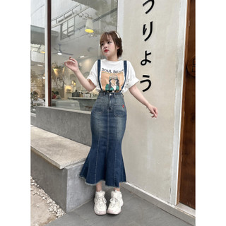 VÁY YẾM JEAN ĐUÔI CÁ DÁNG DÀI