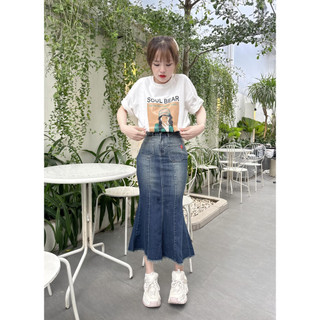 VÁY YẾM JEAN ĐUÔI CÁ DÁNG DÀI