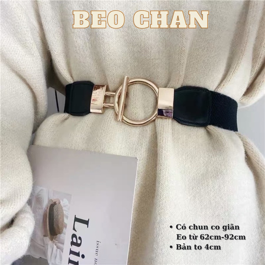 Đai váy chun co giãn thắt lưng thun nam nữ gài tròn bản to 4cm DV14 dây nịt blazer áo sơ mi váy Đai thắt váy sang chảnh