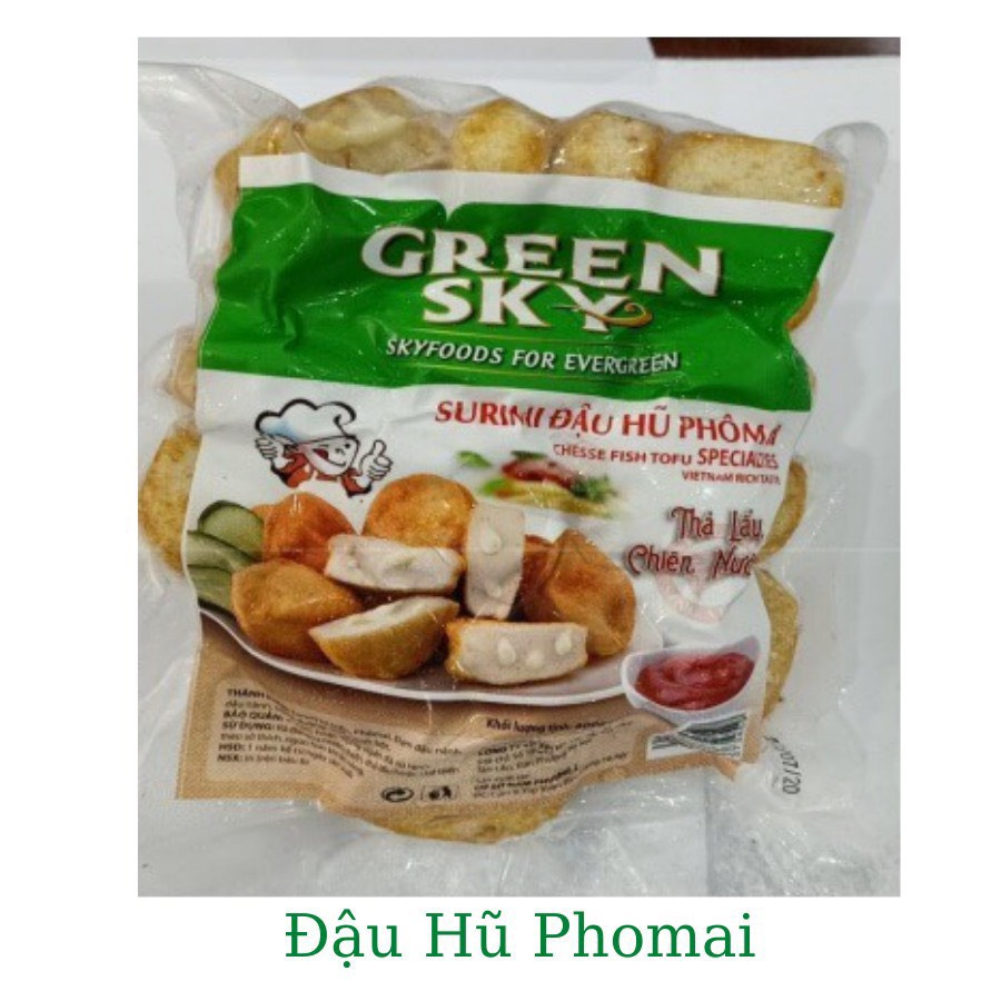 Đậu hũ cá phô mai Green Sky 400gr/Tàu hũ đậu Cheese Fish Tofu/Viên thả lẩu Surimi