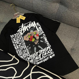 Áo thun Unisex Stussy Camellias Dyed Tee Black / White Màu Đen Trắng | PiuPiu Authentic