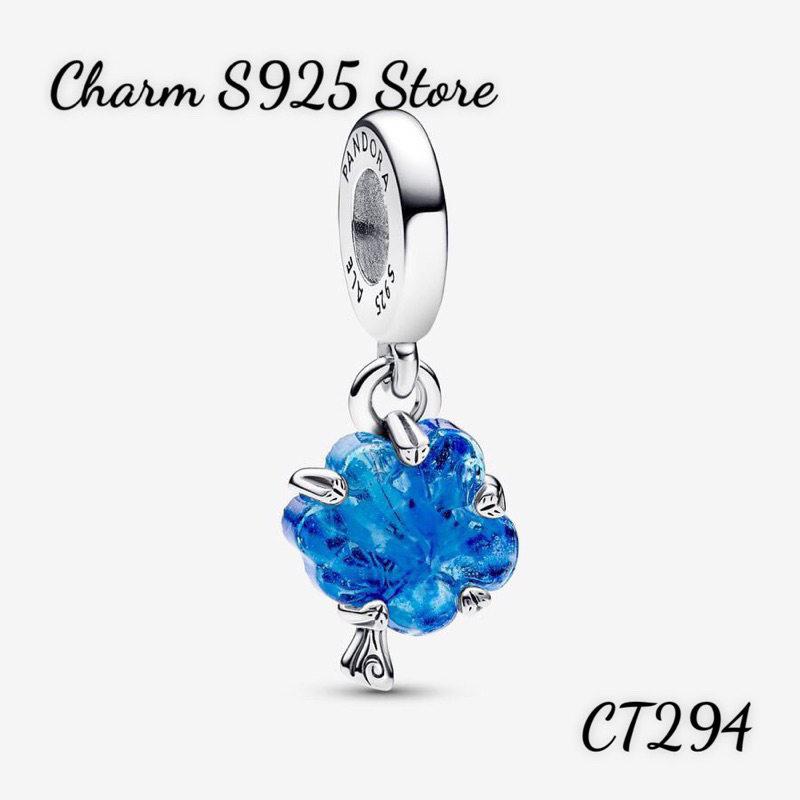 CHARM PAN ALE TREO MÀU XANH THUỶ TINH MURANO CÂY FAMILY BẠC S925 THUẦN KHIẾT HÀNG CAO CẤP