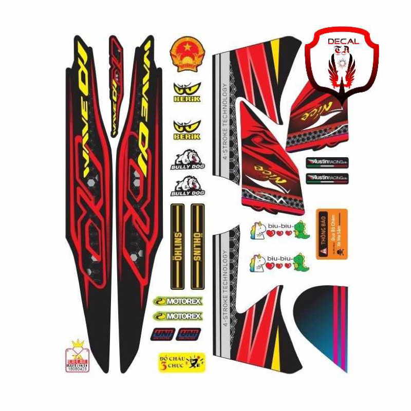 Tem xe WAVE 50cc-100cctem nền đen chống phai màu