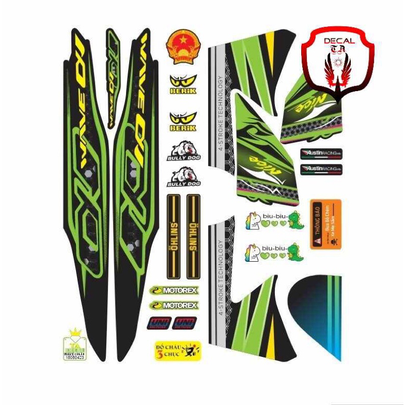 Tem xe WAVE 50cc-100cctem nền đen chống phai màu