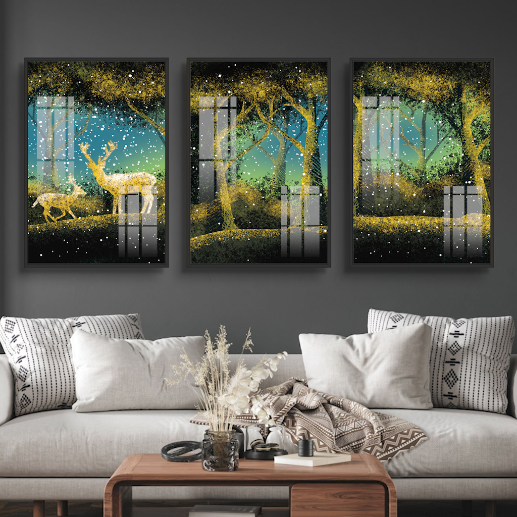 Tranh Treo Tường tráng gương bộ 3 tấm có KHUNG mẫu mã đa dạng