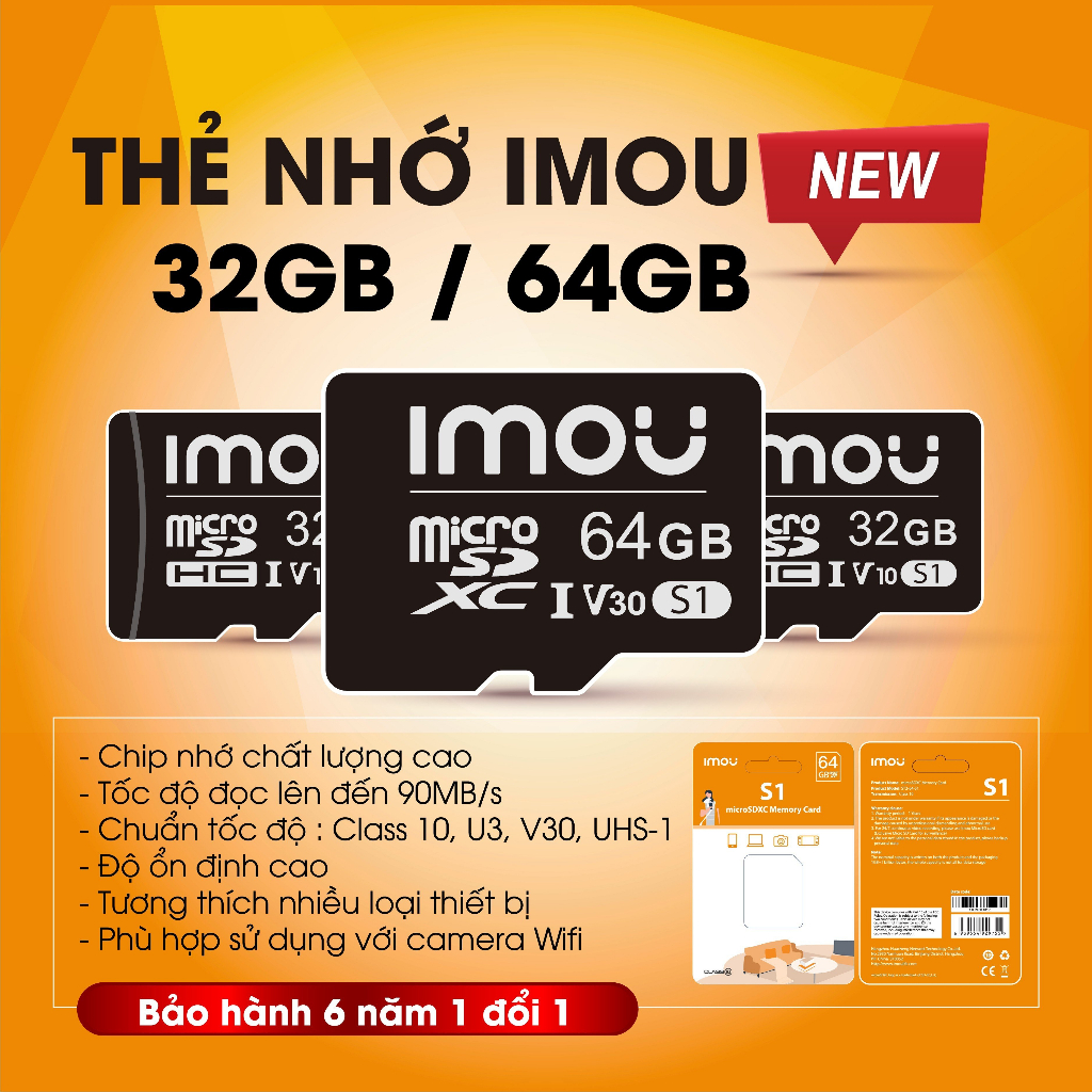 Thẻ nhớ IMOU 32GB/64GB chính hãng, bảo hành 6 năm 1 đổi 1