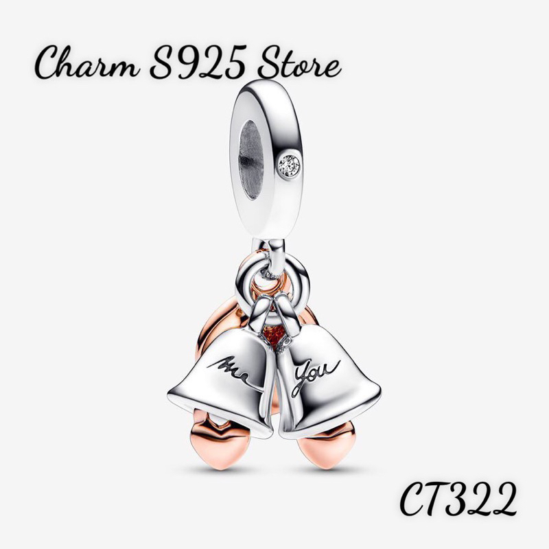 CHARM PAN ALE TREO CHUÔNG ĐÁM CƯỚI VỪA KẾT HÔN BẠC S925 THUẦN KHIẾT HÀNG CAO CẤP