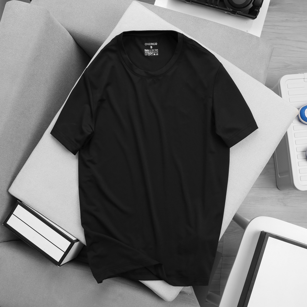 Áo Thun Nam Cổ Tròn OVERCO Chất Vải Poly Co Giãn Mềm Mịn Thoáng Mát 5 Màu