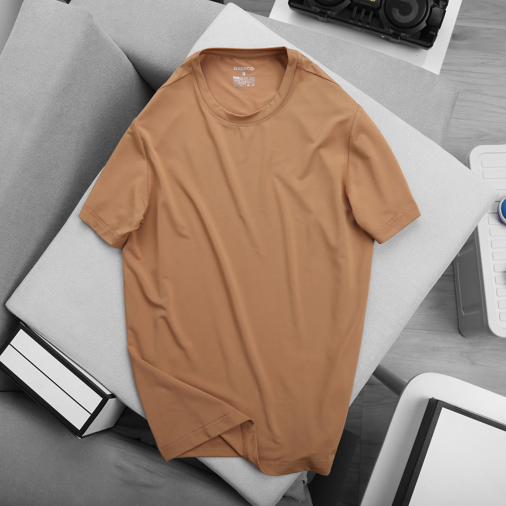 Áo Thun Nam Cổ Tròn OVERCO Chất Vải Poly Co Giãn Mềm Mịn Thoáng Mát 5 Màu