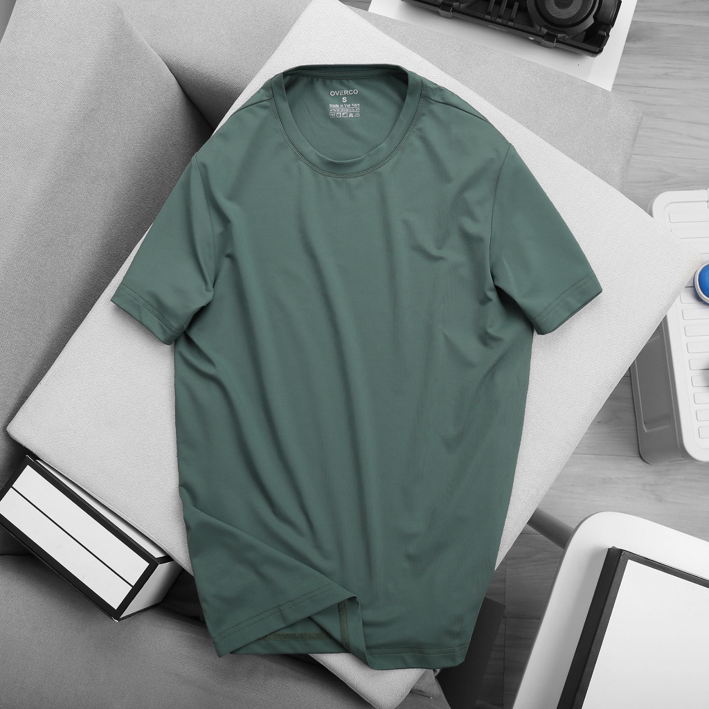 Áo Thun Nam Cổ Tròn OVERCO Chất Vải Poly Co Giãn Mềm Mịn Thoáng Mát 5 Màu