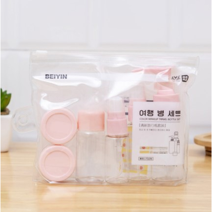 Bộ lọ chiết mỹ phẩm du lịch set 6 lọ nhỏ nhắn có túi zip tiện lợi cho những chuyến đi xa