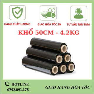 [GIÁ XƯỞNG] Màng PE ĐEN khổ 50cm 4,2kg, màng chít, màng co, nilong bọc, màng quấn bọc hàng lõi nhỏ giá rẻ Hà Nội