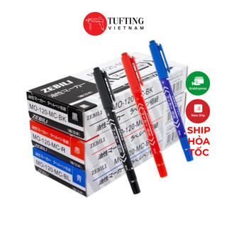 Hộp 10 bút dạ dầu mực không xóa, bút marker viết CD 2 đầu 0.5mm và 1mm