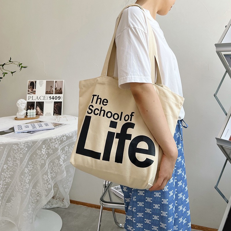 Túi tote bag vải canvas nữ có khóa kéo totebag túi xách vải giá rẻ cặp đi học đeo vai kẹp nách