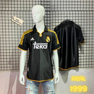 Áo bóng đá retro real 1999 sân khách vải Cotton Polyester thời trang blockcore
