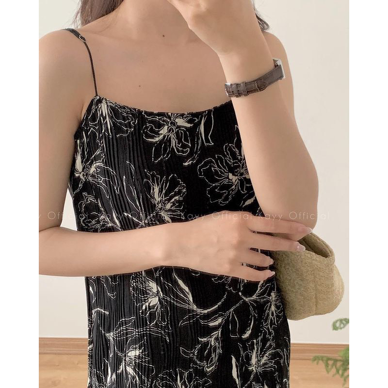 Váy hai dây hoa nhăn QCCC