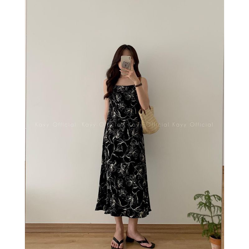 Váy hai dây hoa nhăn QCCC