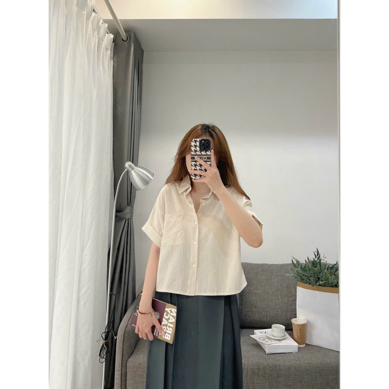 Áo sơ mi kẻ tay hến trẻ trung