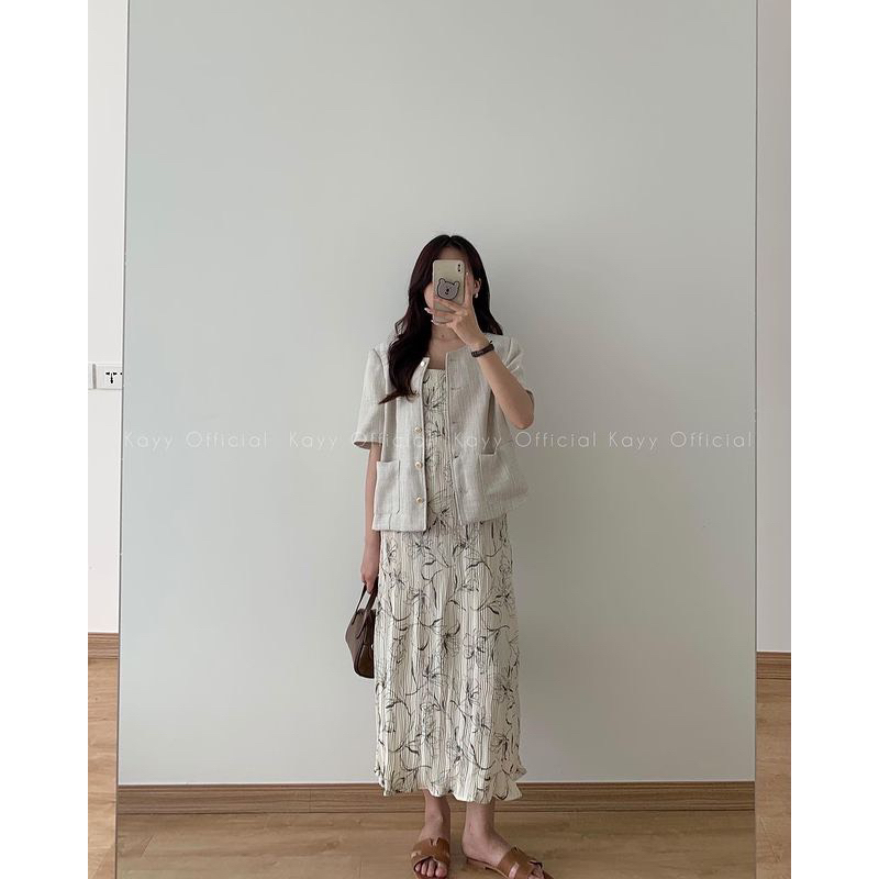 Váy hai dây hoa nhăn QCCC