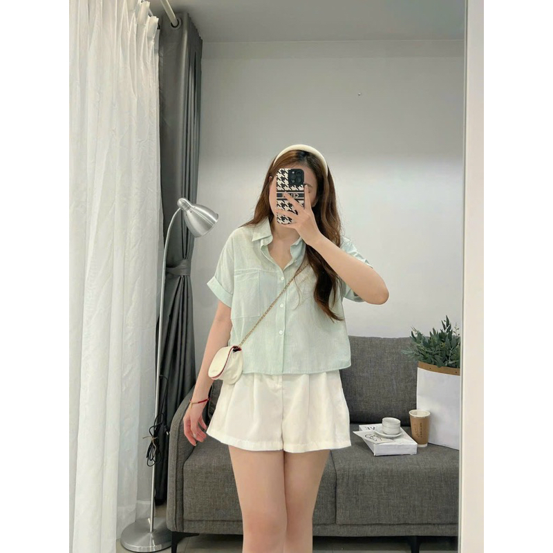 Áo sơ mi kẻ tay hến trẻ trung