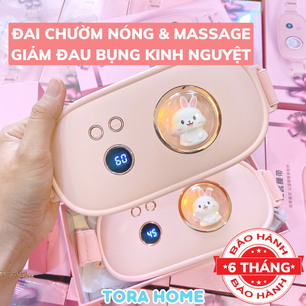 Đai chườm nóng và massage bụng giảm đau bụng kinh nguyệt cho nữ với 3 mức độ nóng và massage cực tiện lợi Tora Home