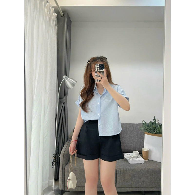 Áo sơ mi kẻ tay hến trẻ trung