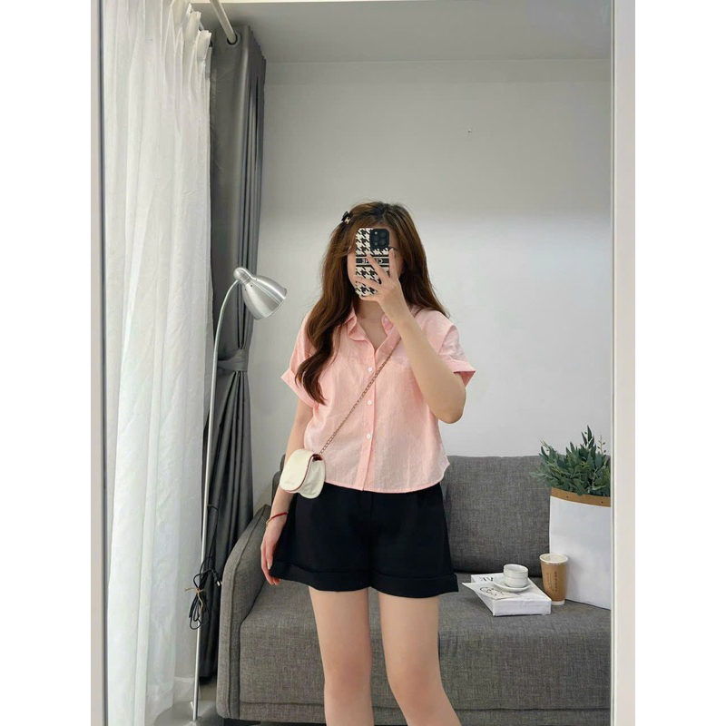 Áo sơ mi kẻ tay hến trẻ trung